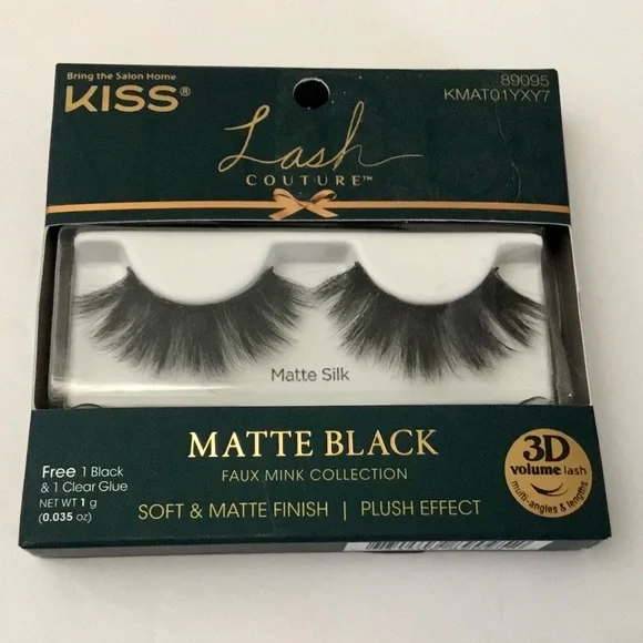 New 4 Pair Kiss Lash Couture Matte Black 3D Faux Mink Lashes - Picture 2 of 8